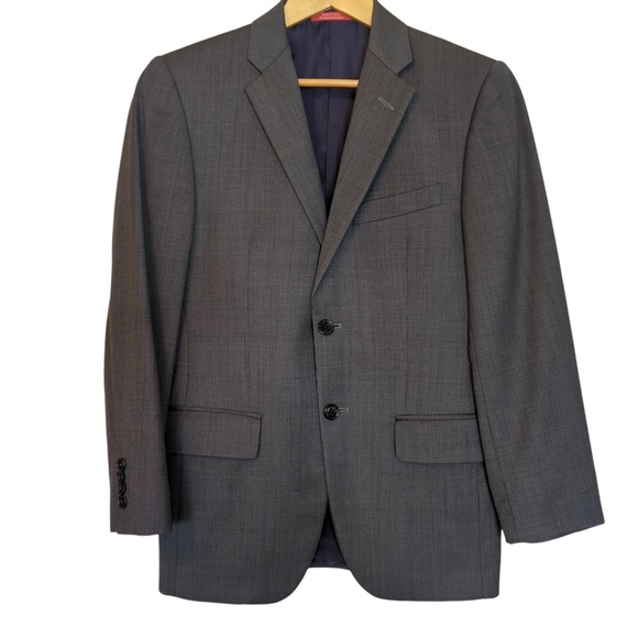 Ermenegildo Zegna Grey Single Breasted Trim Fit Wool Blazer - Picture 2 of 12